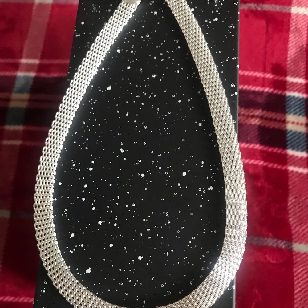 Sterling Silver Mesh Collar Necklace - Silver - Picture 3 of 4